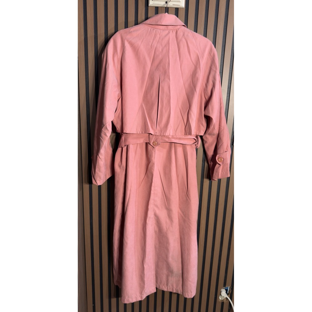 London Fog Pink Suede‎ Trench Coat Belted Classic Style Women's Size 8 - Picture 3 of 6
